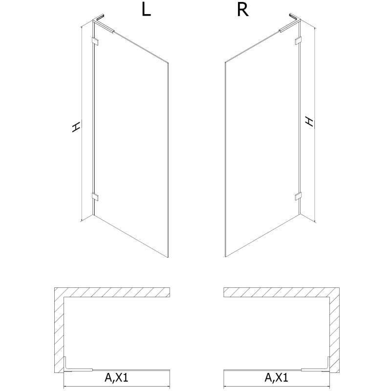 Mexen Lunar L Duschwand Walk-in rechts 100 x 200 cm, transparent 8 mm, gebürstetes Gun Gray - 830L-100-000-66-00-P