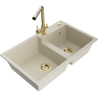 Mexen Tomas Granitspüle 2-Kammern mit Küchenarmatur Duero, beige - 6516-69-671600-50