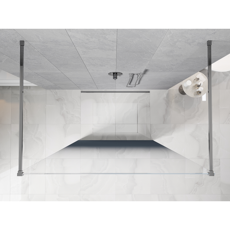 Mexen Kioto freistehende Duschwand 150 x 200 cm, ombre blau 8 mm, chrom - 800-150-002-01-46