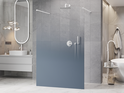 Mexen Kioto freistehende Duschwand 140 x 200 cm, Ombre Blau 8 mm, Weiß - 800-140-002-20-46