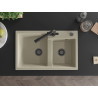 Mexen Tomas Granitspüle 2-Kammern mit Küchenarmatur Duero, beige - 6516-69-671600-70