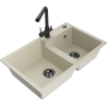 Mexen Tomas Granitspüle 2-Kammer mit Küchenarmatur Duero, beige - 6516-69-671600-70