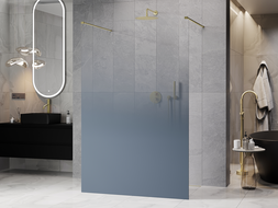 Mexen Kioto Freistehende Duschwand 140 x 200 cm, blaue Ombre 8 mm, gebürstetes Gold - 800-140-002-55-46