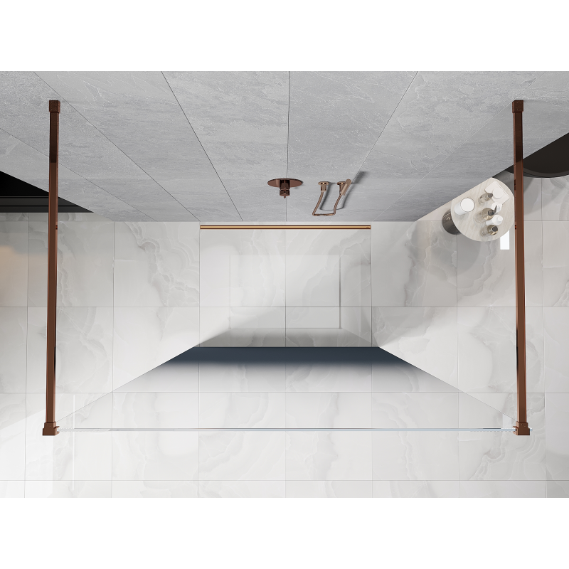 Mexen Kioto freistehende Duschwand 130 x 200 cm, ombre blau 8 mm, Roségold - 800-130-002-60-46
