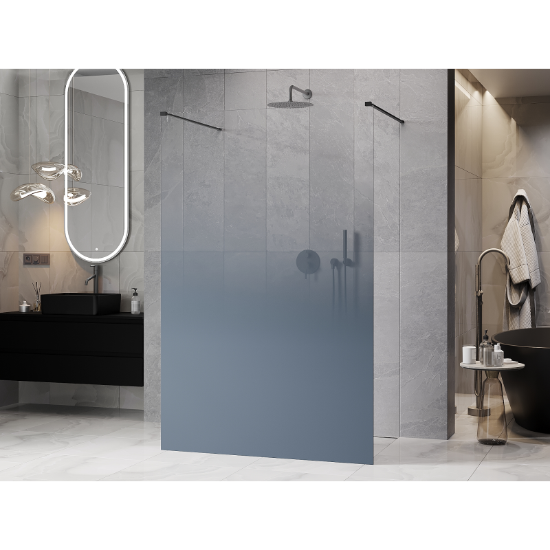 Mexen Kioto freistehende Duschwand 120 x 200 cm, Ombre blau 8 mm, Gun Gray gebürstet - 800-120-002-66-46