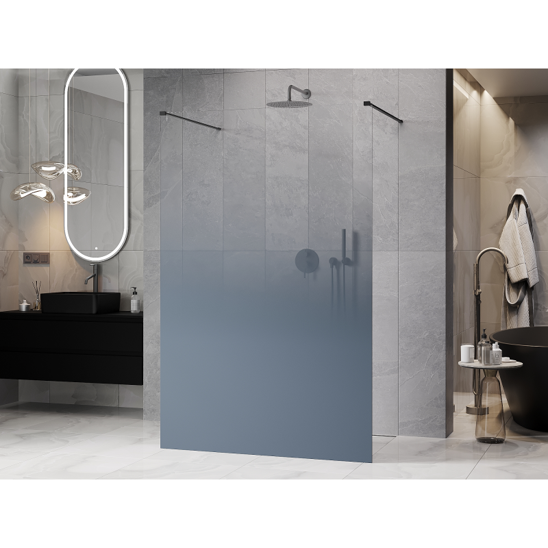 Mexen Kioto freistehende Duschwand 140 x 200 cm, ombre blau 8 mm, gebürstetes Gun Gray - 800-140-002-66-46
