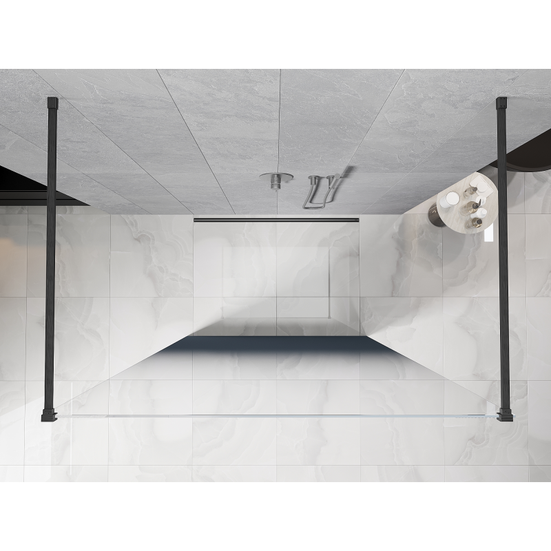 Mexen Kioto Freistehende Duschwand 130 x 200 cm, blaues Ombre, 8 mm, gebürstetes Gun Gray - 800-130-002-66-46