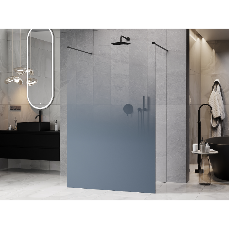 Mexen Kioto freistehende Duschwand 110 x 200 cm, blaues Ombre 8 mm, schwarz - 800-110-002-70-46