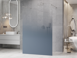 Mexen Kioto freistehende Duschwand 150 x 200 cm, Ombre Blau 8 mm, gebürsteter Nickel - 800-150-002-97-46