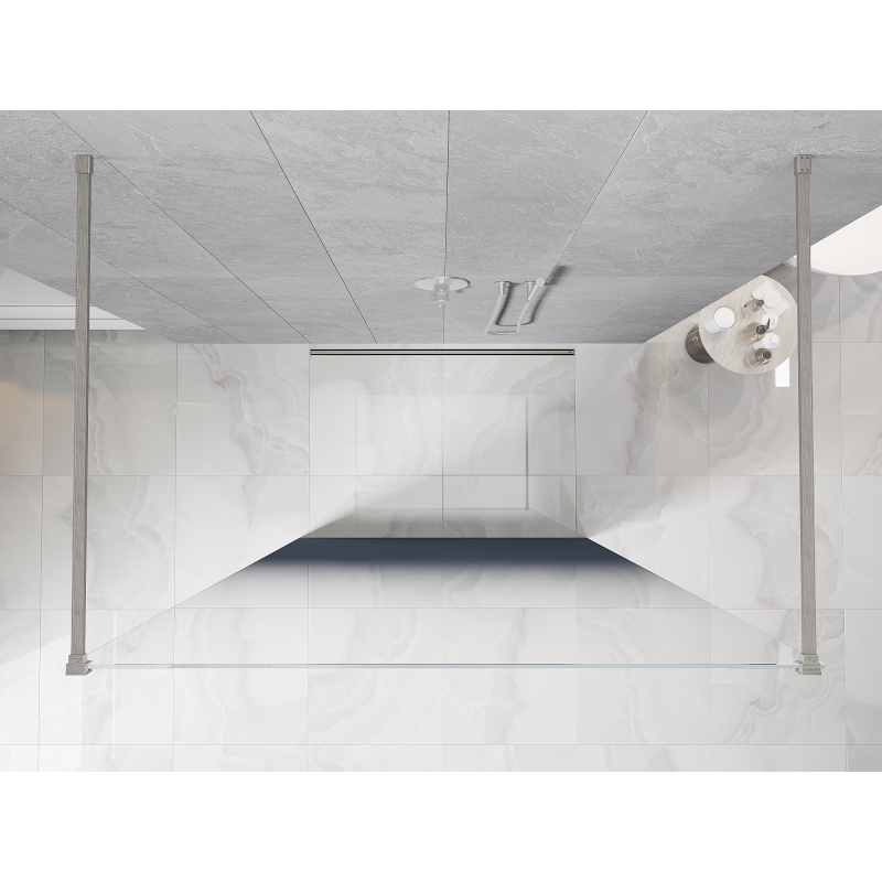 Mexen Kioto freistehende Duschwand 150 x 200 cm, Ombre Blau 8 mm, gebürsteter Nickel - 800-150-002-97-46