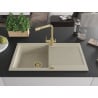 Mexen Leo Granitspüle 1-Becken mit Abtropffläche und Küchenarmatur Duero, beige- 6501-69-671600-50