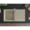 Mexen Leo Granitspüle 1-Becken mit Abtropffläche und Küchenarmatur Savita, beige - 6501-69-672601-00