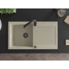 Mexen Leo Granitspüle 1-Kammer mit Abtropffläche und Küchenarmatur Savita, beige - 6501-69-672601-70