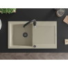 Mexen Leo Granitspüle mit 1 Becken, Abtropffläche und Küchenarmatur Savita, beige - 6501-69-672601-70