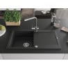 Mexen Leo Einbauspüle aus Granit 1-Becken mit Abtropffläche und Küchenarmatur Duero, schwarz - 6501-77-671600-00