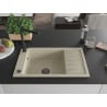 Mexen Elias Granitspüle 1-Becken mit Abtropffläche und Küchenarmatur Duero, beige - 6511-69-671600-70