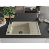 Mexen Elias Granitspüle 1-beckig mit Abtropffläche und Küchenarmatur Duero, beige - 6511-69-671600-70