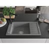 Mexen Elias Granitspüle 1-Becken mit Abtropffläche und Küchenarmatur Duero, grau - 6511-71-671600-70