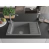 Mexen Elias Granitspüle 1-Becken mit Abtropffläche und Küchenarmatur Duero, grau - 6511-71-671600-71