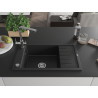 Mexen Elias Granitspüle 1-becken mit Abtropffläche und Küchenarmatur Duero, schwarz/silber metallic - 6511-73-671600-00