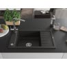 Mexen Elias Granitspüle 1-Becken mit Abtropffläche und Küchenarmatur Duero, schwarz/gold metallic - 6511-75-671600-00