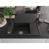 Mexen Elias Granitspüle 1-beckig mit Abtropffläche und Küchenarmatur Duero, schwarz/gold metallic - 6511-75-671600-70