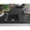 Mexen Elias Granit-Spüle 1-Becken mit Abtropffläche und Küchenarmatur Duero, schwarz gesprenkelt - 6511-76-671600-00