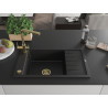 Mexen Elias 1-Kammer-Graniteinbau-Spüle mit Abtropffläche und Küchenarmatur Duero, schwarz - 6511-77-671600-50