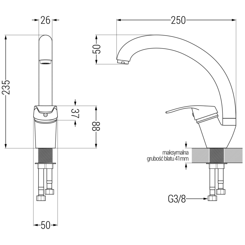 Mexen Rosa Küchenarmatur, weiß - 670800-20