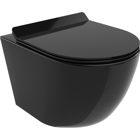 Mexen Lena WC-Schüssel Rimless mit Absenkautomatik Slim, Duroplast, Schwarz Glanz - 30224070