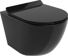 Mexen Lena WC-Schüssel Rimless mit Absenkautomatik Slim, Duroplast, Schwarz Glanz - 30224070