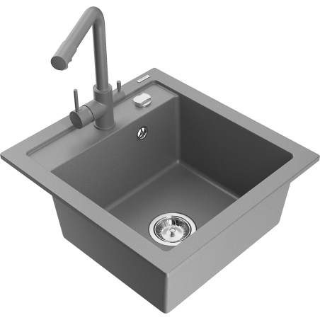 Mexen Vito Granitspüle 1-Becken mit Küchenarmatur Duero, grau - 6503-71-671600-71