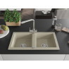 Mexen Mario 2-Kammer Granitspüle mit Küchenarmatur Duero, beige - 6504-69-671600-00