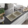 Mexen Mario Granitspüle 2-Kammer mit Küchenarmatur Duero, beige - 6504-69-671600-00
