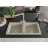 Mexen Mario Granitspüle 2-Kammern mit Küchenarmatur Duero, beige - 6504-69-671600-69
