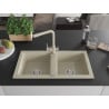 Mexen Mario Granitspüle mit 2 Becken und Küchenarmatur Duero, beige - 6504-69-671600-69