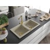 Mexen Mario Granitspüle 2-Becken mit Küchenarmatur Duero, beige - 6504-69-671600-50
