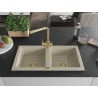 Mexen Mario Granitspüle 2-Becken mit Küchenarmatur Duero, beige - 6504-69-671600-50