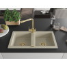 Mexen Mario Granitspüle 2-Kammern mit Küchenarmatur Duero, beige - 6504-69-671600-50