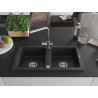 Mexen Mario Doppelkammer Granitspüle mit Küchenarmatur Duero, schwarz/gold metallic - 6504-75-671600-00