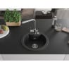 Mexen Diego Granitspüle 1-beckig mit Küchenarmatur Duero, schwarz/silber metallic - 6512-73-671600-00