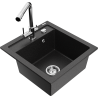Mexen Vito Granitspüle 1-beckig mit Küchenarmatur Duero, schwarz/silber metallic - 6503-73-671600-00