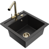Mexen Vito Granitspüle 1-Becken mit Küchenarmatur Duero, schwarz/silber metallic - 6503-73-671600-50