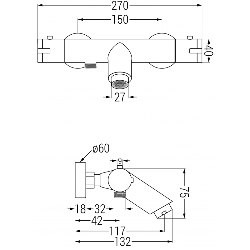 Mexen Kai thermostatische Badewannenarmatur, weiß - 77300-20