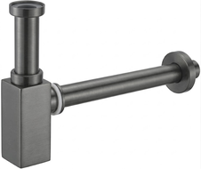 Mexen Quadratischer Halbsiphon für Waschbecken, gebürstetes Gun Grey - 79960-66