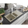 Mexen Matias Granitspüle 1,5-beckig mit Abtropffläche und Küchenarmatur Duero, beige - 6502-69-671600-70