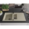 Mexen Matias Granitspüle 1,5-beckig mit Abtropffläche und Küchenarmatur Duero, beige - 6502-69-671600-70
