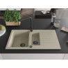Mexen Matias Granitspüle mit 1,5 Becken, Abtropffläche und Küchenarmatur Duero, beige - 6502-69-671600-70