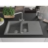 Mexen Matias Granitspüle 1,5-fach mit Abtropffläche und Küchenarmatur Duero, grau - 6502-71-671600-00