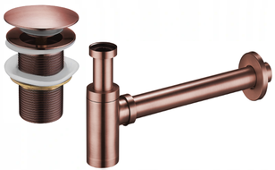 Mexen Runder Waschbecken-Halbsiphon mit Klick-Klack-Verschluss, ohne Überlauf, antikes Kupfer - 7991050-45